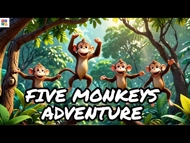 Five Little Monkeys Jungle Jump | A Fun Jungle Adventure for Kids | Kidstveng