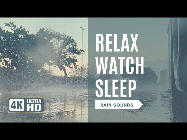 Relax Watch Sleep | Cinematic Sidewalk Rain Sounds in 4K | Calm for Anxiety & Focus