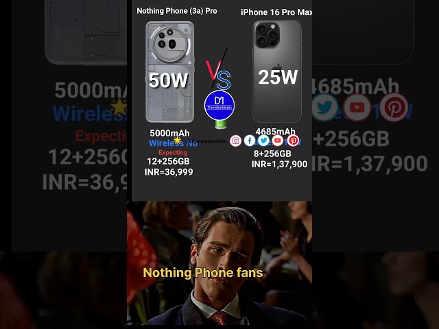 iPhone 16 Pro Max Vs Nothing Phone 3a 5G Battery test....#battery #shorts #fun