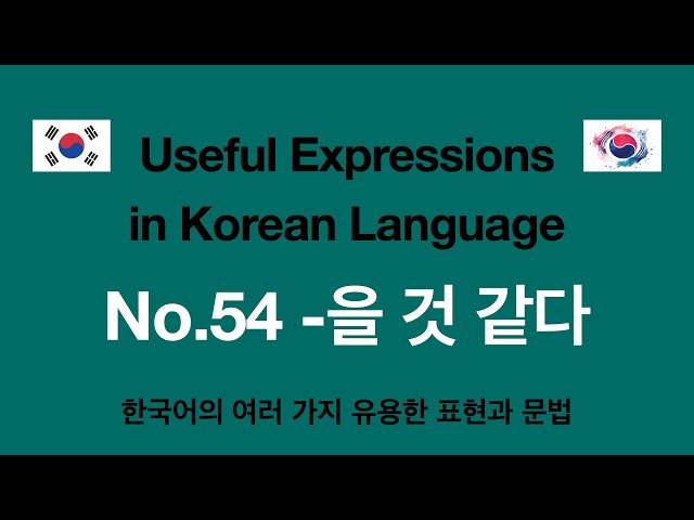 Korean Language Learning - Useful Expression 54: "-을 것 같다"