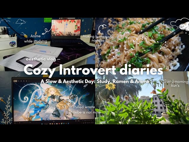 ᯽ Cozy Introvert Diaries .𖥔 ݁ ˖ | A Slow & Aesthetic Day of Study 📖, Ramen 🍜 & Anime 🎧