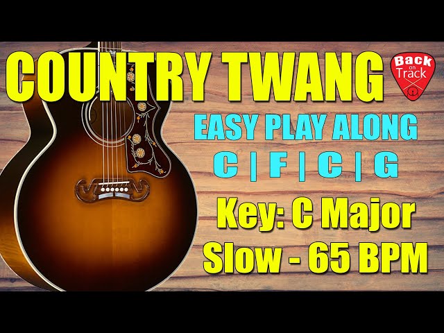 Acoustic slow beginner easy follow Guitar backing track - 68 Bpm - Key C Major