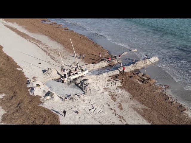 North Haven Beach Boat Rescue Attempt (drone footage)