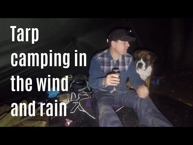 Tarp camping in the wind and rain | Adirondack shelter | one pot camp cooking