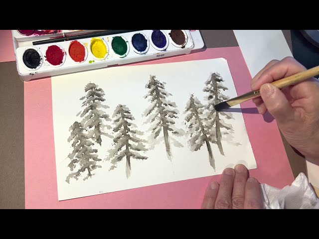 I started Painting pines then it snowed no talking asmr