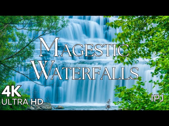 Majestic Waterfalls 4K - Scenic Relaxation Film with Peaceful Music Ultra HD