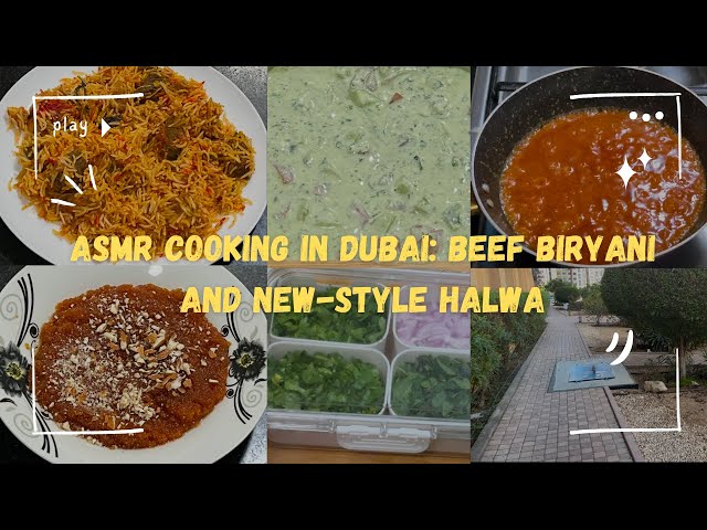 ASMR Beef Biryani, Raita & Halwa – Dubai Cooking Vlog You Can’t Miss!🔥|Life abroad with MJ