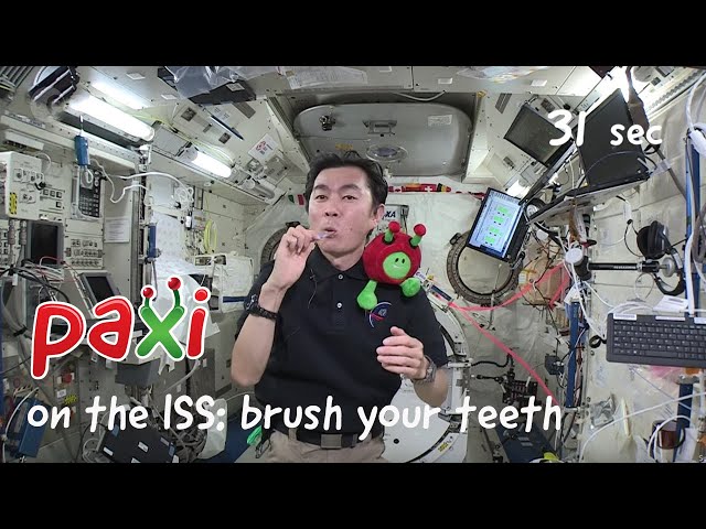 Paxi on the ISS: How to brush your teeth in space!