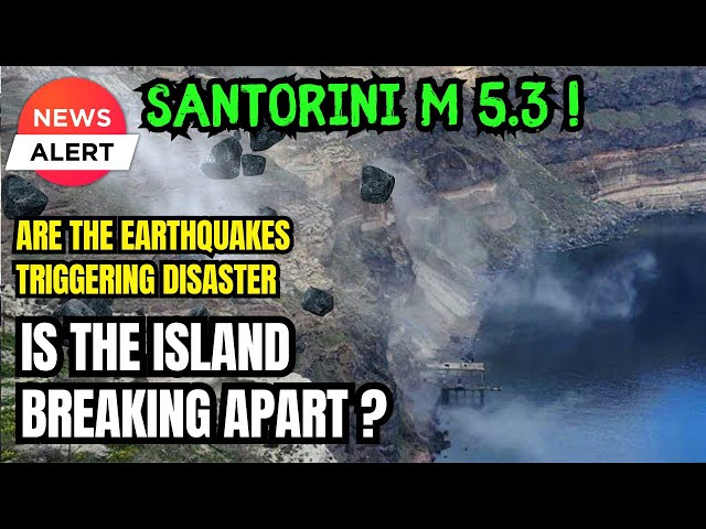 Santorini Cliffs are breaking apart -Smoke and Rockslides collapse beach structures - Strange sounds