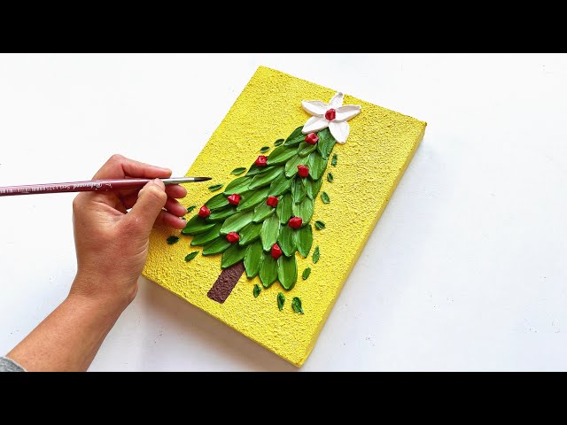 How to Paint a Christmas Tree with Texture paste | Texture Painting for Beginners Step By Step