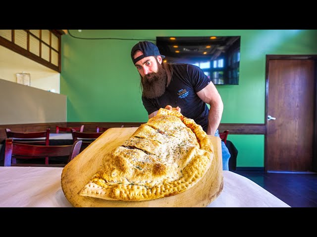 BARTENDER DOUBTS I CAN FINISH THEIR PANZAROTTI CHALLENGE! | BeardMeatsFood