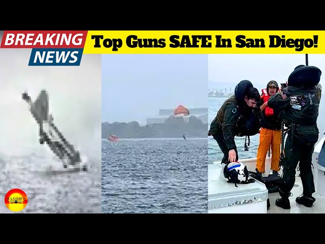 🚨 CCTV F-18 San Diego CRASH! CLOSE UP: Both Pilots Rescued Safe 🚨