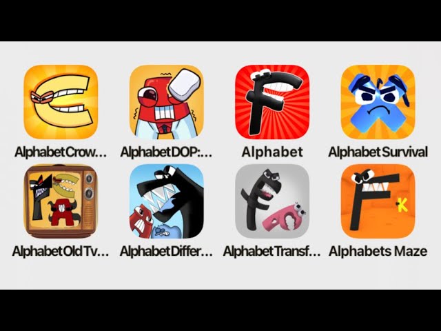 Alphabet Crow, Number Lore 0-9, Alphabet A-Z, Alphabet Squid Game + DOP + Maze + Survival