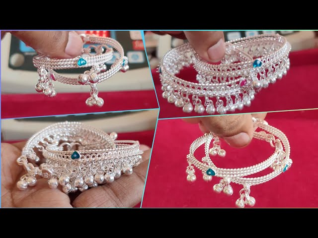 Silver baby anklets designs with weight and price/anklets designs for kids/girls/Silver vale designs