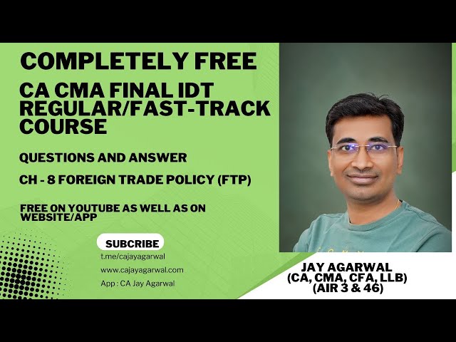 Questions and answers Ch- 8 FTP - CA/CMA Final IDT (Fast track/ Regular Batch) - by CA Jay Agarwal