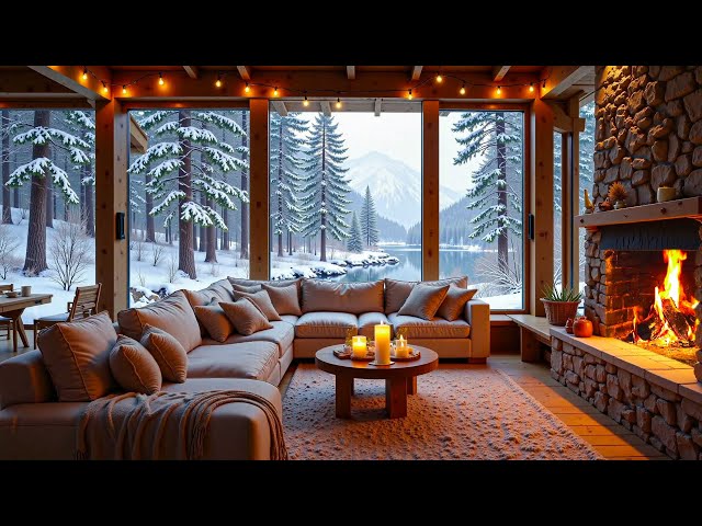 Cozy Living Room Ambience with Crackling Fireplace❄️🔥Warm Piano Music for Work & Relaxation