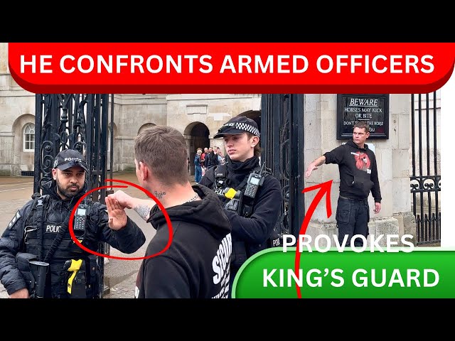 Idiot Messes With the King’s Guard… Then Wanted To Fight The Armed Officers! 😳👑🛡️