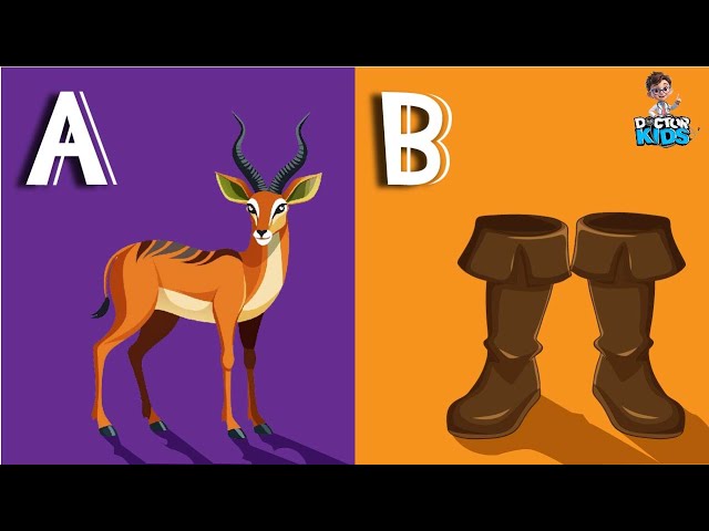 ABCD Alphabets Videos |  ABC Songs and Rhymes Learn A for Antelope B for Boots A to Z for Toddlers