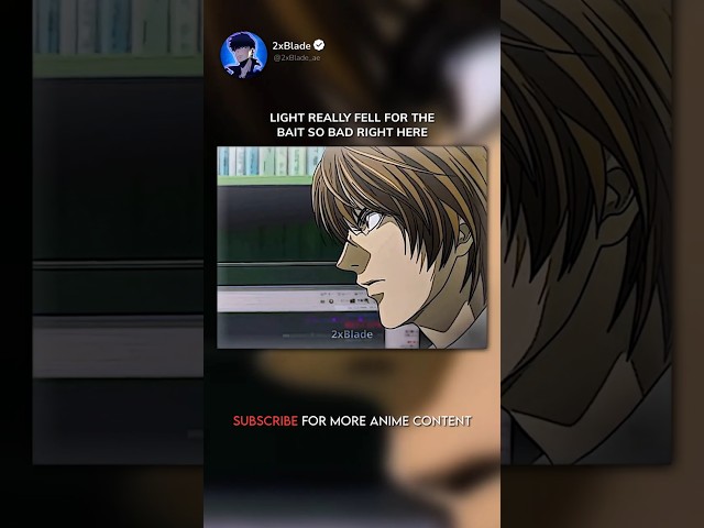 LIGHT REALLY FELL FOR THE BAIT SO BAD RIGHT HERE #deathnote #lightyagami #L #kira #psychology