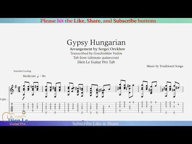 Gypsy Hungarian (Arrangement by Sergei Orekhov) for Classical Guitar with Tab