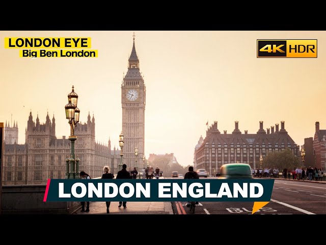 LONDON ENGLAND 🇬🇧 London Eye, Westminster Bridge, Big Ben, ▶58 min (English Subtitles) [4K HDR]