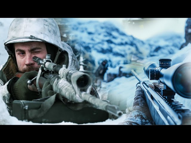 Sniper stops breathing⚡Bullet pierces through the snow❄️Life and death unknown⚡War⚡Sniper rifle⚡