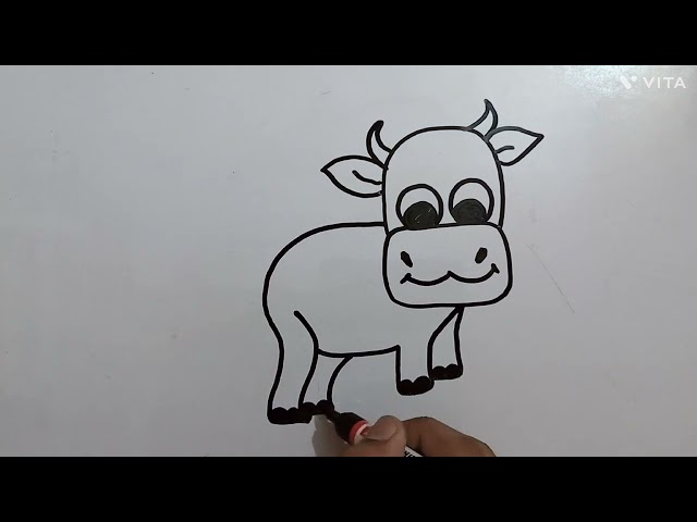 how to draw a cartoon cow 🐮 easy drawing