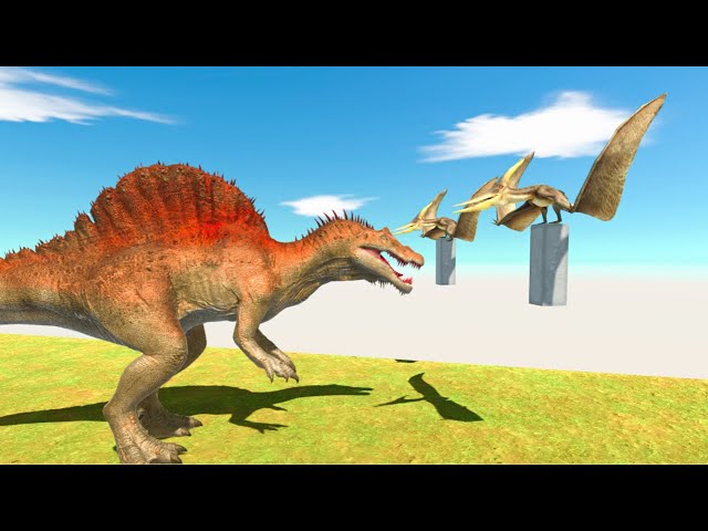 ALL DINOSAURS vs PACK OF PTERANODON | Remastered TREX and SPINO | Animal Revolt Battle Simulator