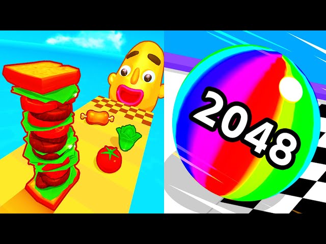 Sandwich Runner vs Jelly Run 2048 👉🟥🟢🟦👈 Walkthrough Max Gameplay Ep63