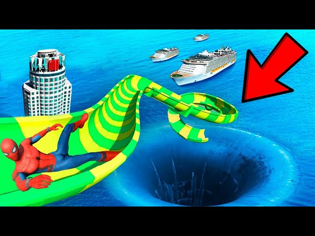 GTA 5 SPIDERMAN Water Slides WHIRIPOOL - WATER RAGDOLLS (Euphoria Ragdolls) ep.14