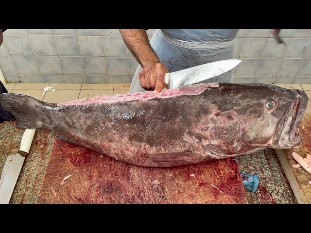 Brownspotted Grouper Large Fish Amazing Cutting। How to Fillet Giant Grouper Amazingly With Skills