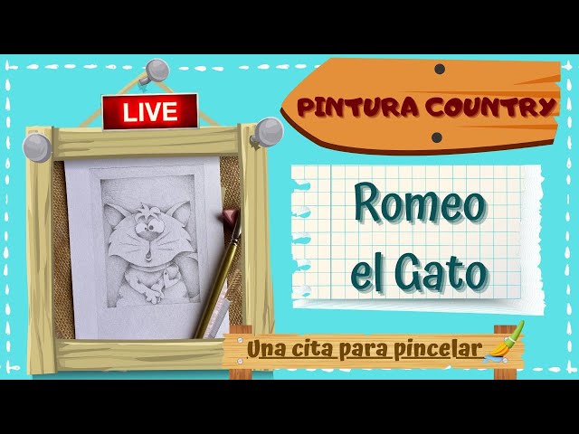 Cómo Pintar una selfi de Romeo el Gato Romántico. Tutorial Fácil en pintura country 😻