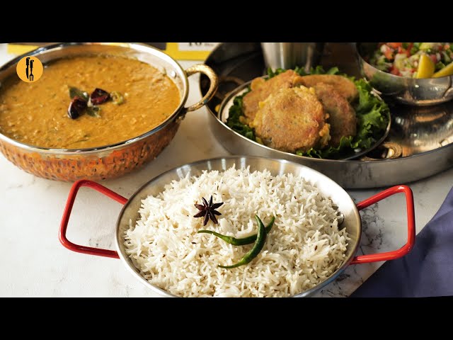 Dhaba Style Daal Chawal with Shami Kabab Recipe by Food Fusion