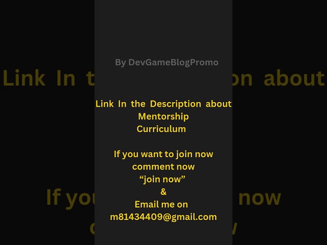 Join Our mentoship program now   #devbgameblogpromo