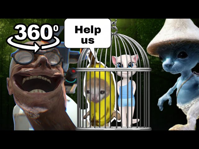 Skibidi Toilet captures Happy Banana cat/ Cat saga ep 2 / VR / 8k / Smurf Cat