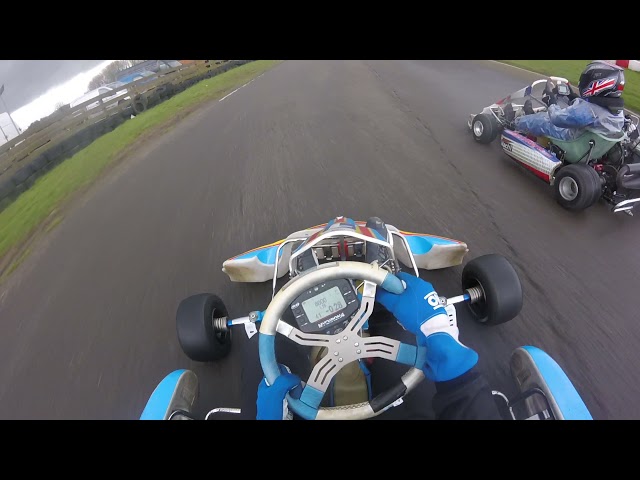 Go Karting on wet track on slicks full understeer Whilton Mill Rotax Max Senior Kart IMC Motorsport