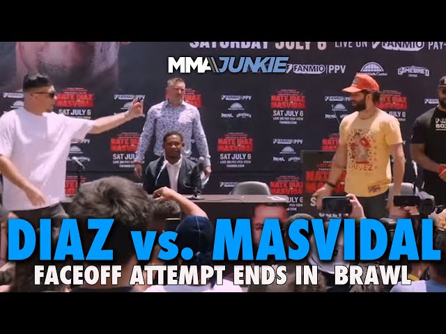 Nate Diaz vs. Jorge Masvidal Press Conference Ends in Brawl After Faceoff Attempt