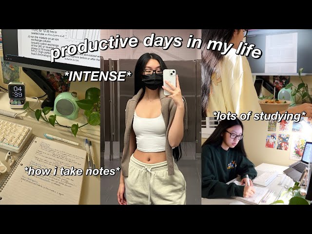 STUDY VLOG | VERY productive days in my life | cramming a month of work, how i take notes & books ☁️