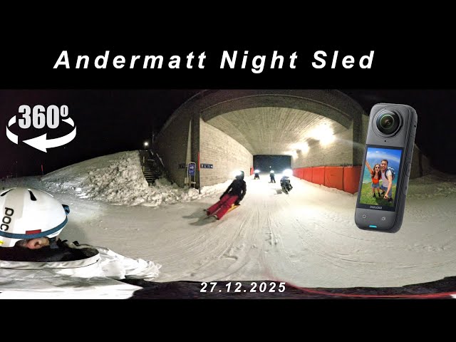 4K🇨🇭Andermatt Night Sled 🛷 #4k #fyp #swissalps #alps #mountains #sled #schlitten  #360 #insta360