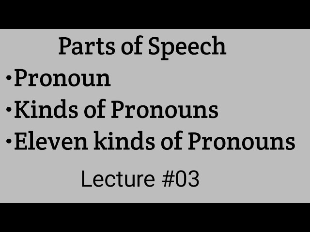 Pronoun | Kinds of Pronouns | Eleven Kinds of Pronouns | Parts of Speech Lecture #04