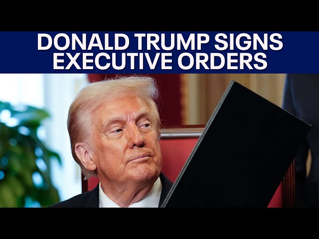 President Donald Trump signs executive orders at White House