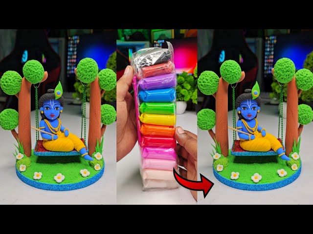 Diy Krishna ji jhula making with super clay 🦚 Krishna ji jhula making ideas