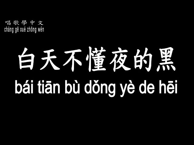 【唱歌學中文】►那英/白天不懂夜的黑◀ ► nà yīng/The daytime don't understand why the night is dark ◀『不懂我傷悲 就好像白天不懂夜的黑』