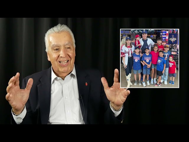 Bishop and his honorary Rangers first pitch