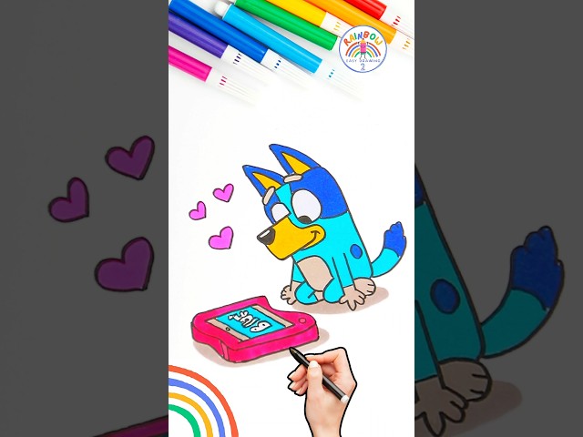 How to Draw Bluey | Draw Bluey and Tablet 🌈🐶 #bluey #drawing #forkids #shorts #viral