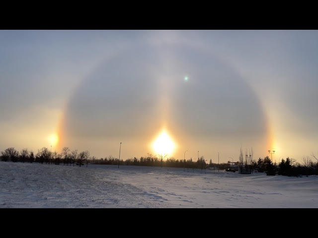 Saskatchewan's Winter Phenomenon: A Mesmerizing Sundog Display | Canada