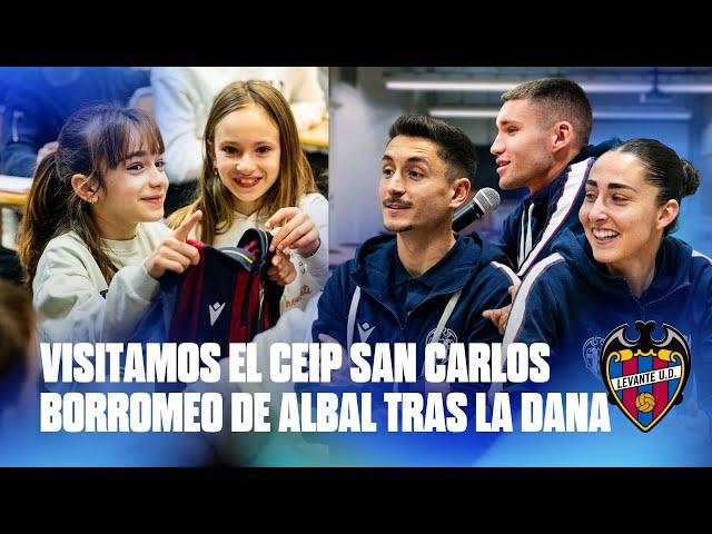 El Levante UD visita el CEIP San Carlos Borromeo (Albal) tras la DANA