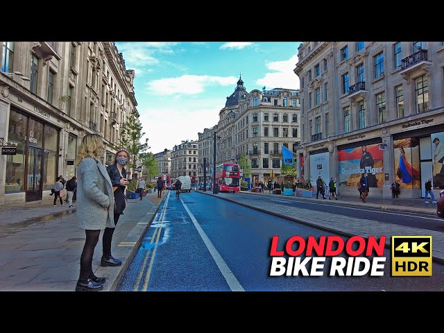 London Bike Ride 🇬🇧 - CENTRAL LONDON | Oxford Street, Piccadilly, Soho, Leicester Sq & Covent Garden