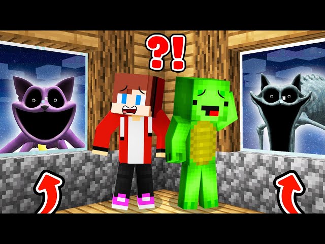 Jay Jay and Mikey vs SCARY CATNAP and NIGHTMARE CATNAP in minecraft! Challenge from Maizen!