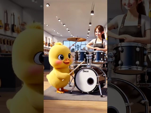 Duckling buys acoustic drum set #duckling #cute #cuteduck #cuteanimals #animal #ducklife #shorts